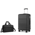 Kono ABS 20 Inch Sculpted Horizontal Design 2 Piece Suitcase Set With Cabin Bag - Black