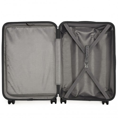 Kono ABS 20 Inch Sculpted Horizontal Design 2 Piece Suitcase Set With Cabin Bag - Black