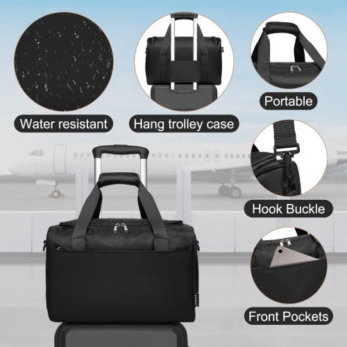 Kono ABS 20 Inch Sculpted Horizontal Design 2 Piece Suitcase Set With Cabin Bag - Black