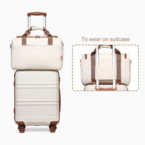 Kono ABS Sculpted Horizontal Design 4 Piece Suitcase Set With Cabin Bag - Cream