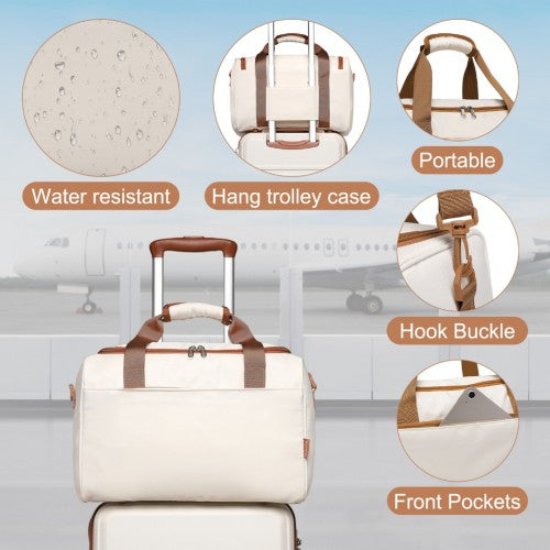 Kono ABS Sculpted Horizontal Design 4 Piece Suitcase Set With Cabin Bag - Cream
