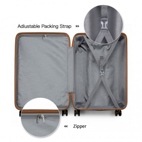 Kono ABS Sculpted Horizontal Design 4 Piece Suitcase Set With Cabin Bag - Cream