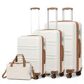 Kono ABS Sculpted Horizontal Design 4 Piece Suitcase Set With Cabin Bag - Cream