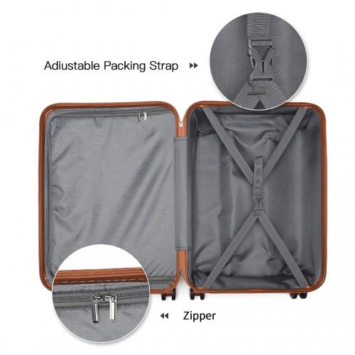 Kono ABS 20 Inch Sculpted Horizontal Design Cabin Luggage - Grayish Blue And Brown