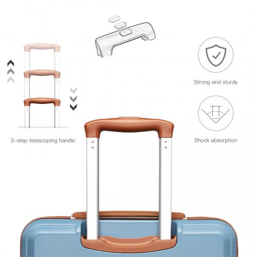 Kono ABS 20 Inch Sculpted Horizontal Design Cabin Luggage - Grayish Blue And Brown
