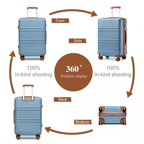 Kono ABS 20 Inch Sculpted Horizontal Design Cabin Luggage - Grayish Blue And Brown