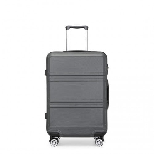 Kono ABS 24 Inch Sculpted Horizontal Design Suitcase - Grey