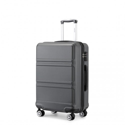 Kono ABS 24 Inch Sculpted Horizontal Design Suitcase - Grey