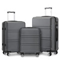 Kono ABS Sculpted Horizontal Design 3 Piece Suitcase Set - Grey