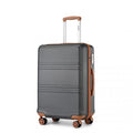 Kono ABS 20 Inch Sculpted Horizontal Design Cabin Luggage - Grey And Brown