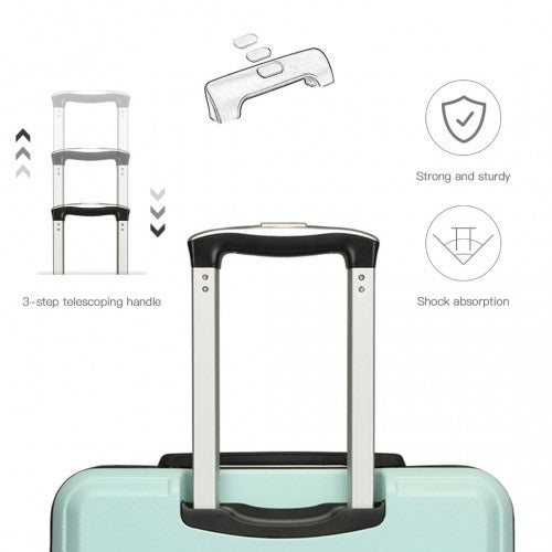 Kono ABS 20 Inch Sculpted Horizontal Design Cabin Luggage - Mint Green