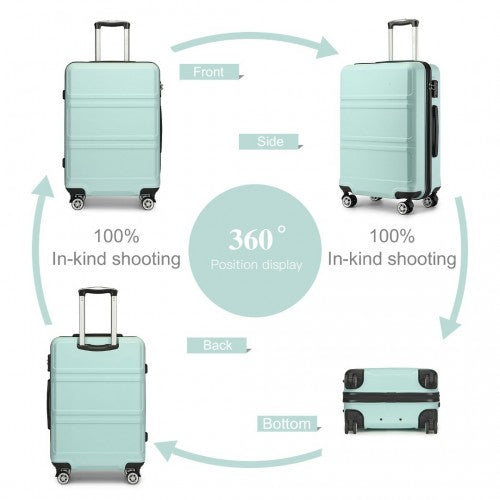 Kono ABS 20 Inch Sculpted Horizontal Design Cabin Luggage - Mint Green