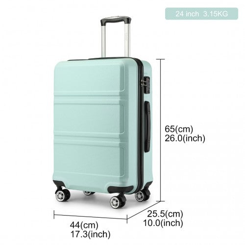 Kono ABS 24 Inch Sculpted Horizontal Design Suitcase - Mint Green