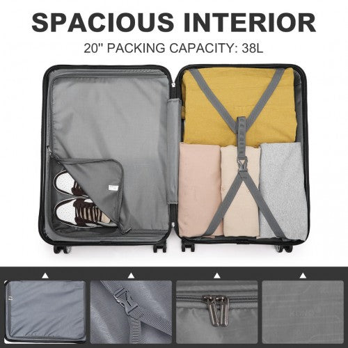 Kono ABS 24 Inch Sculpted Horizontal Design Suitcase - Navy Blue