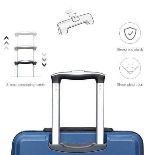 Kono ABS 24 Inch Sculpted Horizontal Design Suitcase - Navy Blue
