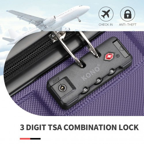 Kono ABS 24 Inch Sculpted Horizontal Design Suitcase - Purple