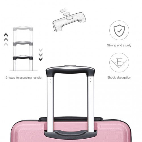 Kono ABS 20 Inch Sculpted Horizontal Design Cabin Luggage - Pink
