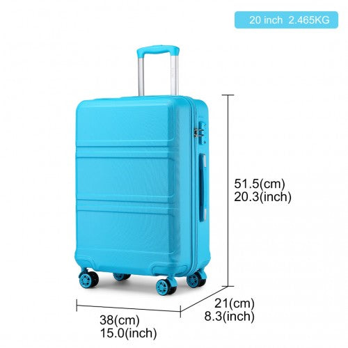 Kono ABS 20 Inch Sculpted Horizontal Design Cabin Luggage - Blue