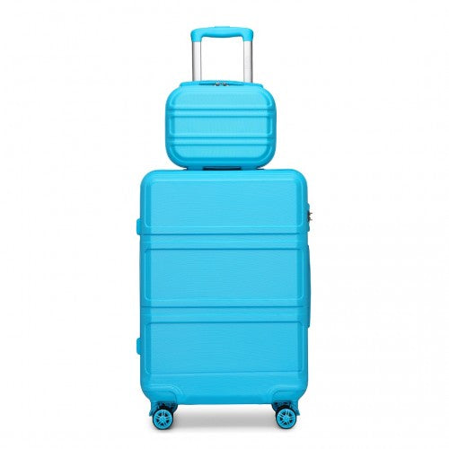 Kono ABS 4 Wheel Suitcase Set with Vanity Case - Blue