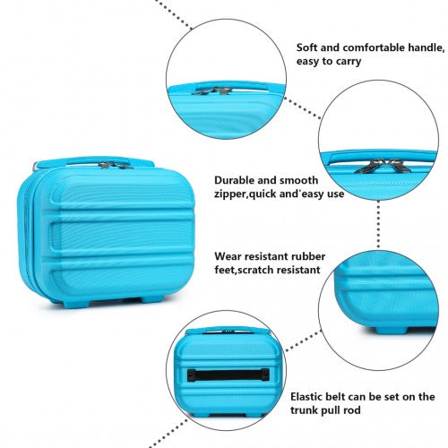 Kono ABS 4 Wheel Suitcase Set with Vanity Case - Blue