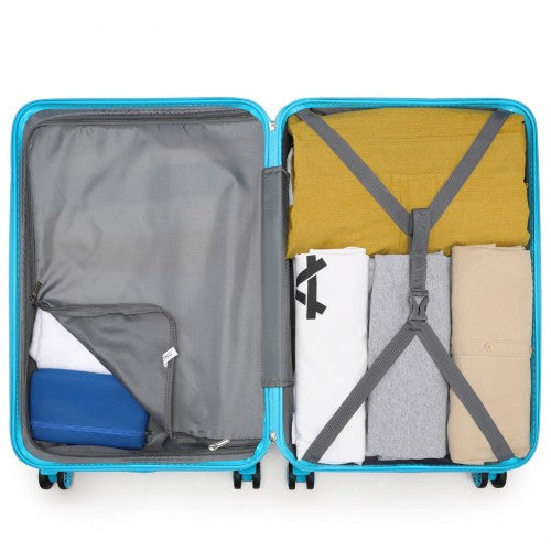 Kono ABS 24 Inch Sculpted Horizontal Design Suitcase - Blue