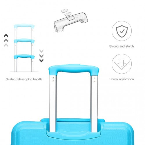 Kono ABS 20 Inch Sculpted Horizontal Design Cabin Luggage - Blue