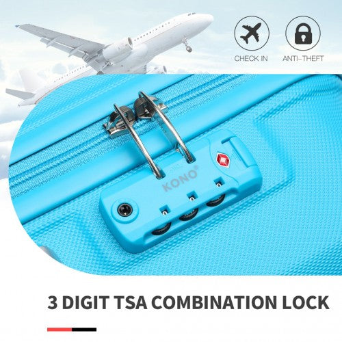 Kono ABS 24 Inch Sculpted Horizontal Design Suitcase - Blue