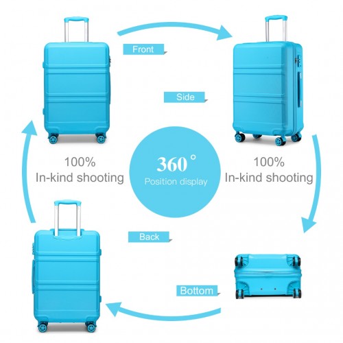 Kono ABS 20 Inch Sculpted Horizontal Design Cabin Luggage - Blue