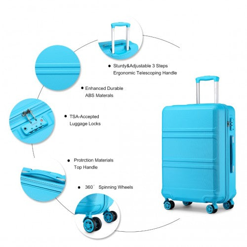 Kono ABS 20 Inch Sculpted Horizontal Design Cabin Luggage - Blue