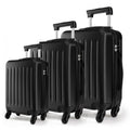 Kono 19 - 24 - 28 Inch ABS Hard Shell Luggage 4 Wheel Spinner Suitcase Set - Black