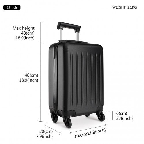 Kono 19 - 24 - 28 Inch ABS Hard Shell Luggage 4 Wheel Spinner Suitcase Set - Black