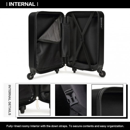 Kono 19 Inch ABS Hard Shell Carry On Luggage 4 Wheel Spinner Suitcase - Black