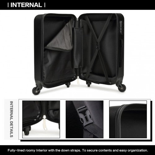 Kono 24 Inch ABS Hard Shell Luggage 4 Wheel Spinner Suitcase - Black