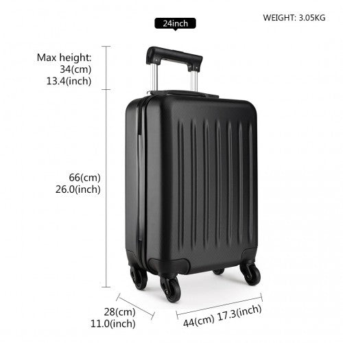Kono 19 - 24 - 28 Inch ABS Hard Shell Luggage 4 Wheel Spinner Suitcase Set - Black