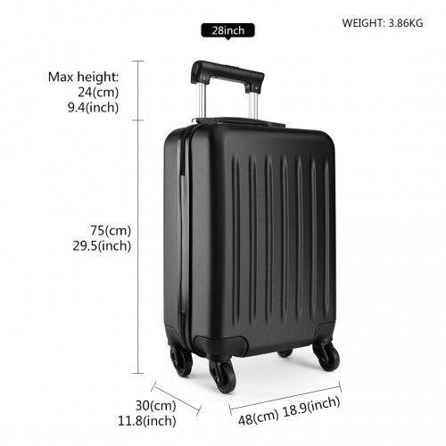 Kono 19 - 24 - 28 Inch ABS Hard Shell Luggage 4 Wheel Spinner Suitcase Set - Black