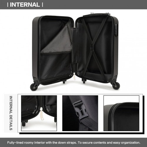 Kono 19 Inch ABS Hard Shell Carry On Luggage 4 Wheel Spinner Suitcase - Grey