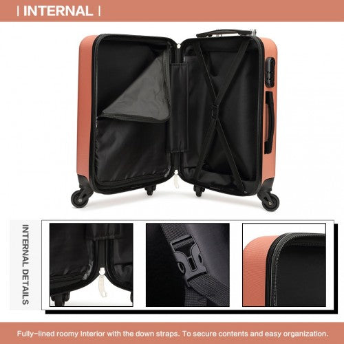 Kono 24 Inch ABS Hard Shell Luggage 4 Wheel Spinner Suitcase - Nude