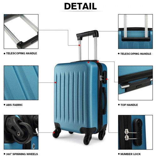 Kono 28 Inch ABS Hard Shell Luggage 4 Wheel Spinner Suitcase - Navy