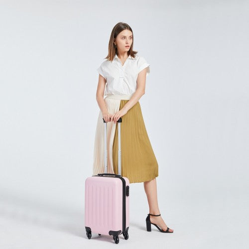 Kono 19 Inch ABS Hard Shell Carry On Luggage 4 Wheel Spinner Suitcase - Nude