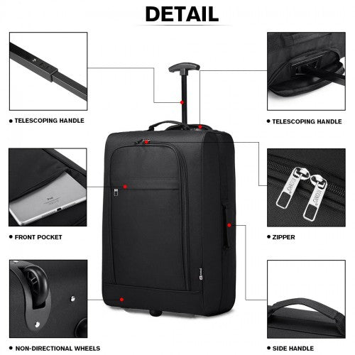 Kono CABIN SIZE SOFT SHELL HAND LUGGAGE - BLACK