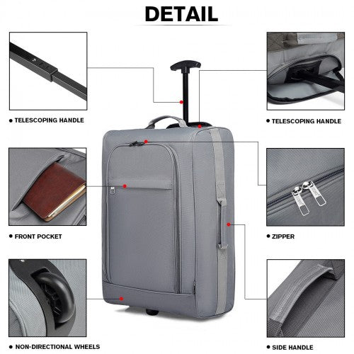Kono CABIN SIZE SOFT SHELL HAND LUGGAGE - GREY