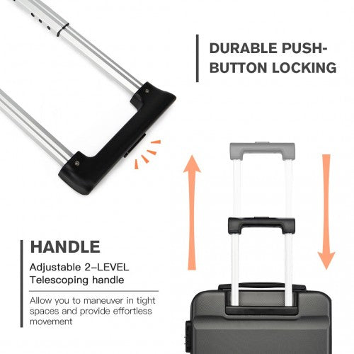 Kono 24 Inch Horizontal Design ABS Hard Shell Suitcase With TSA Lock - Grey
