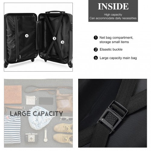 Kono 24 Inch Horizontal Design ABS Hard Shell Suitcase With TSA Lock - Grey
