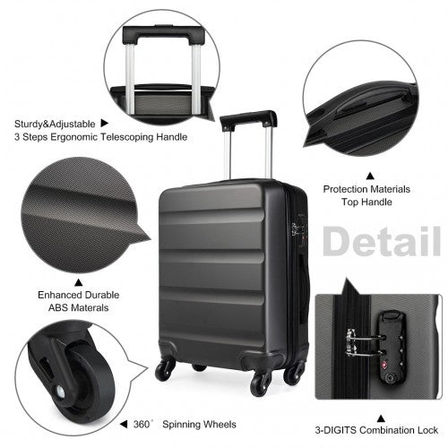 Kono 24 Inch Horizontal Design ABS Hard Shell Suitcase With TSA Lock - Grey