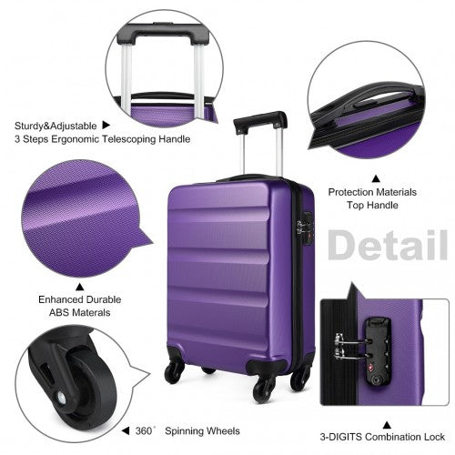 Kono 19 Inch Horizontal Design ABS Hard Shell Suitcase With TSA Lock - Purple