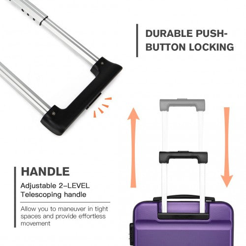 Kono 19 Inch Horizontal Design ABS Hard Shell Suitcase With TSA Lock - Purple