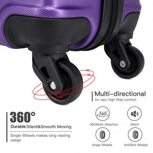 Kono 19 Inch Horizontal Design ABS Hard Shell Suitcase With TSA Lock - Purple