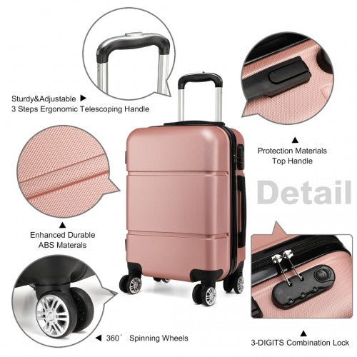 Kono Hard Shell ABS Carry On Suitcase 20 Inch - Nude