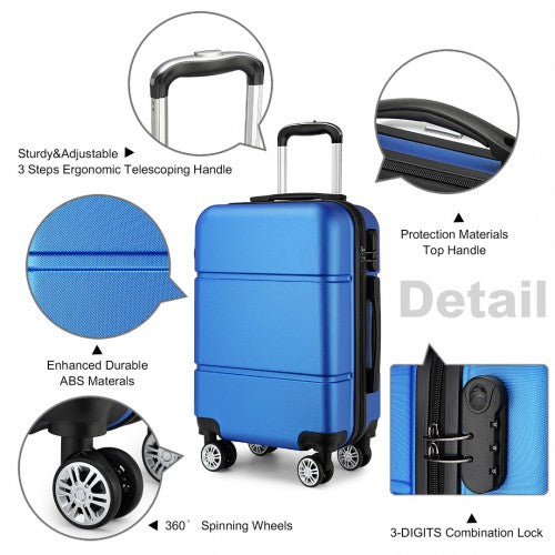 Kono Hard Shell ABS Carry On Suitcase 20 Inch - Navy