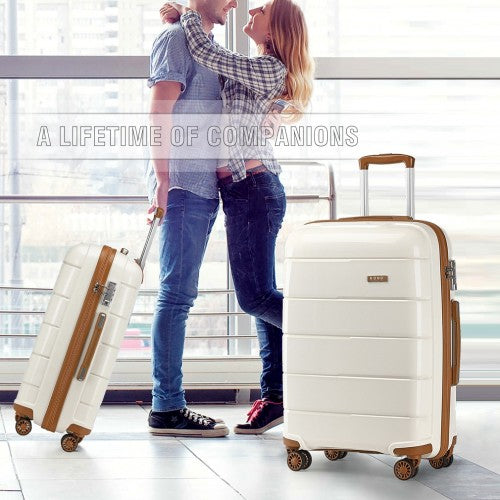 KONO 20 INCH CABIN SIZE HARD SHELL PP SUITCASE - CREAM